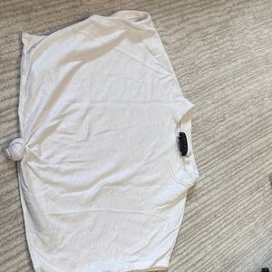 Alice + Olivia White Short Sleeve Knotted Top